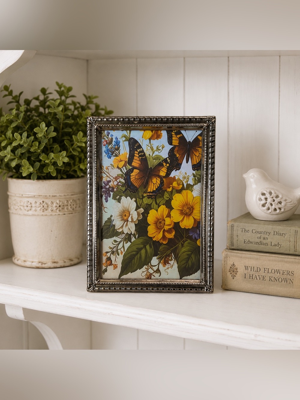 Elegant Gold Framed Butterfly and Floral Art